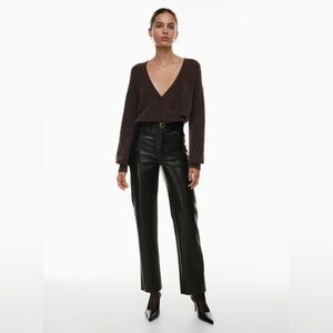 Aritzia straight leg, Black faux leather Melina Pant